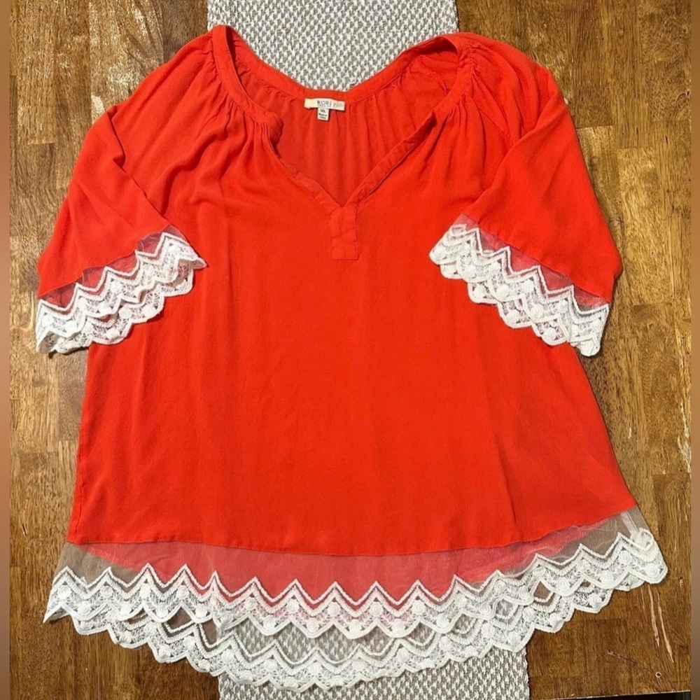 Kori America Plus Size Women’s Blouse/Top - Size 1XL - Orange